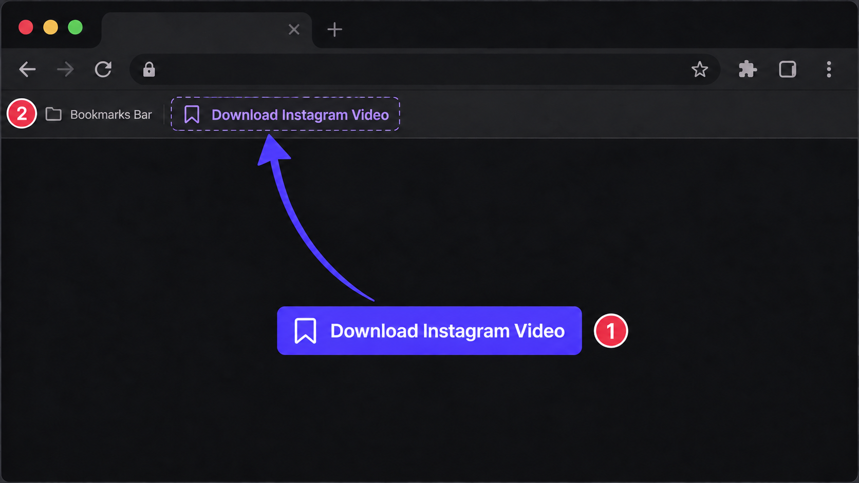 Drag to your bookmarks bar, then click it on a public Instagram video post to automatically save the first video.